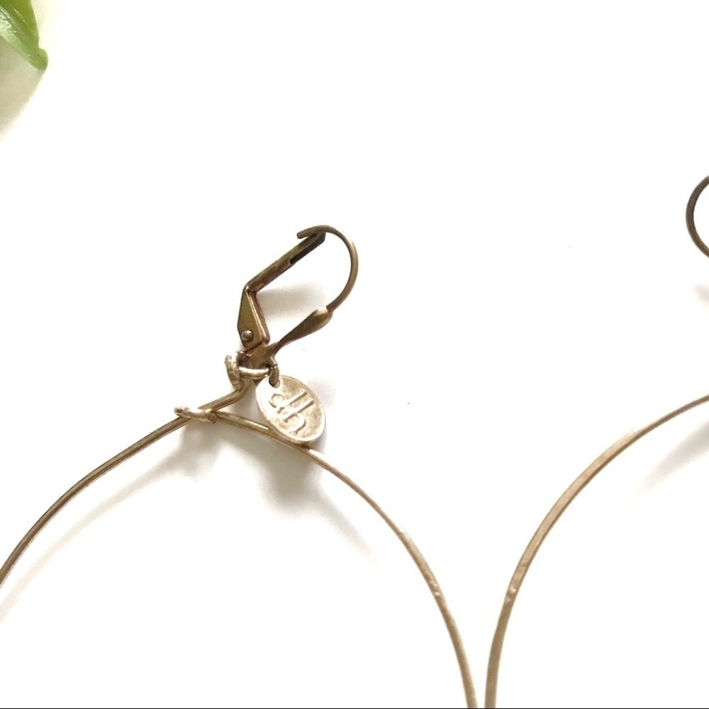 DOUBLE HAPPINESS Dangle Hoop Two Tone Earrings - Picture 4 of 6